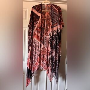Coral and Black Wrap/Coverup